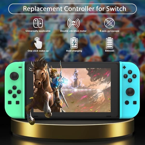 IMATICA Trådløs GameCube-stil Controller med Kabel, Lilla/Blå
