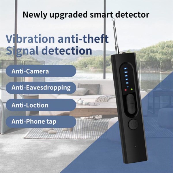 Mini Anti Spy Hidden Camera Detector Pen LED Infrarød Scanning RF Signal Detection, Sort