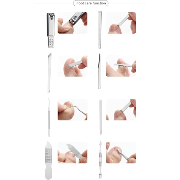 Professionell 26-delad Manikyrset Nagelklippare Set - Rostfritt Stål Manikyrkit i Elegant Läderfodral (Svart)