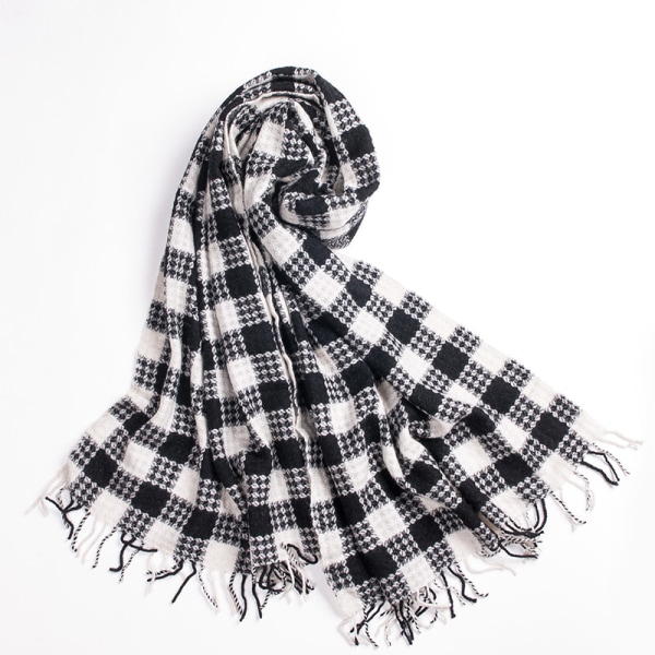 Echarpe à carreaux noirs et blancs, nouvel automne et hiver, mode  minimaliste, collision de couleurs, design de franges, châle chaud pour  femme. 15e3 | Fyndiq