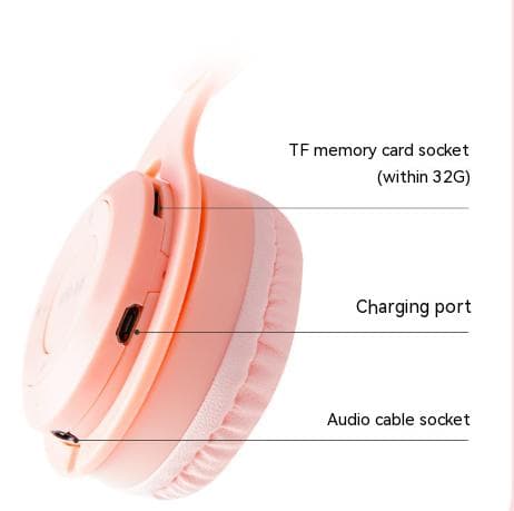 Hörlurar med huvudmontering, hopfällbara, trådlösa, Macaron, utsökt litet kort, mode, student, Bluetooth-headset (Blå)
