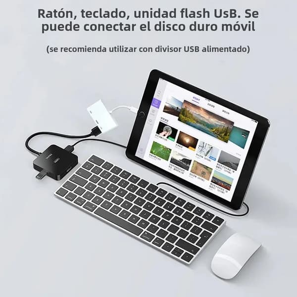 Lightning til HDMI-adapter for iPhone iPad til TV, dobbel USB OTG-adapter for direktesending med lading, kompatibel med iPhone