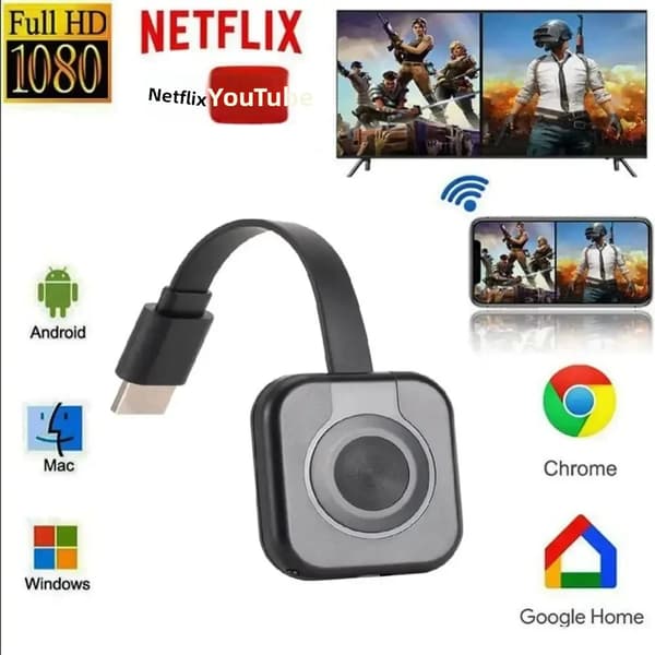 WiFi-skjermadapter Trådløs HDMI-skjermspeilingsmottaker for iOS Android PC TV-projektor