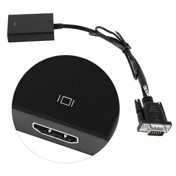 VGA til HDMI-omformer 1080P video lydadapterkabel med signalkonvertering