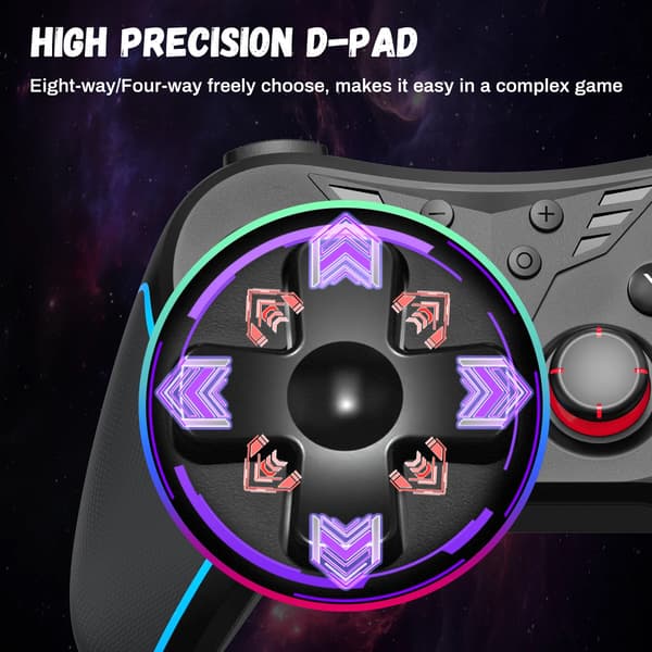 Sort D11 Trådløs Bluetooth Spilcontroller Kompatibel med Switch, Android, iOS, PS Konsoller og Tablet
