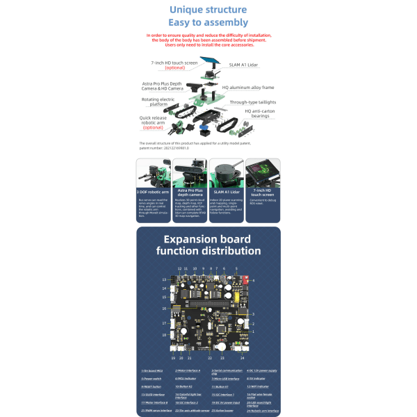 Robot Python programmering med Lidar dybdekamera 4GB(B01/SUB)
