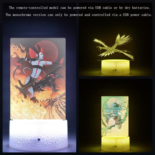 Chibi Mannlig Tegneseriefigur LED Nattlys, Ild & Aske Figur Lampe