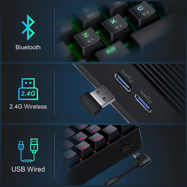 Bluetooth/2,4g/ USB 60 % mekaniskt speltangentbord Rgb Hotswappable Pbt Keycaps Trådlöst/kabelanslutet tangentbord för Windows PC Gamer