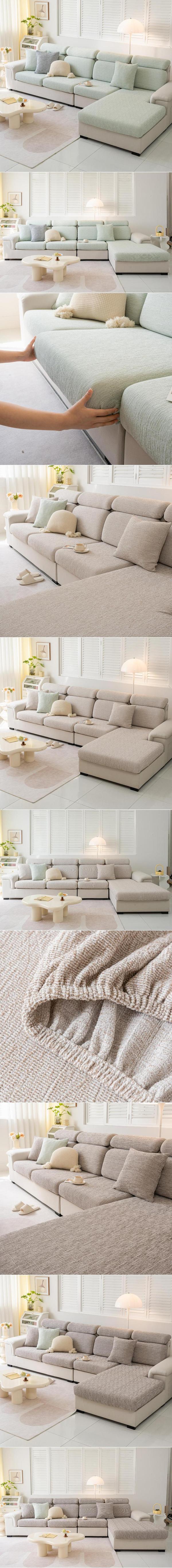 Matcha grøn; Plus size M, bredde 65×85cm, længde 85×135cm; Bomuld og linned fuld-dækkende sofabetræk, skridsikker sofahætte, universal sofa til alle årstider M