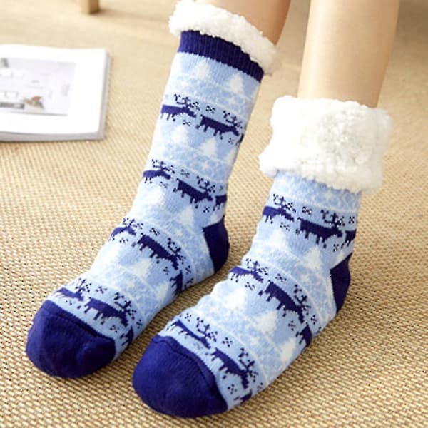 Kvinnors julstrumpor Mid Calf Extra tjock ullfodrad mjuka golvtofflorstrumpor