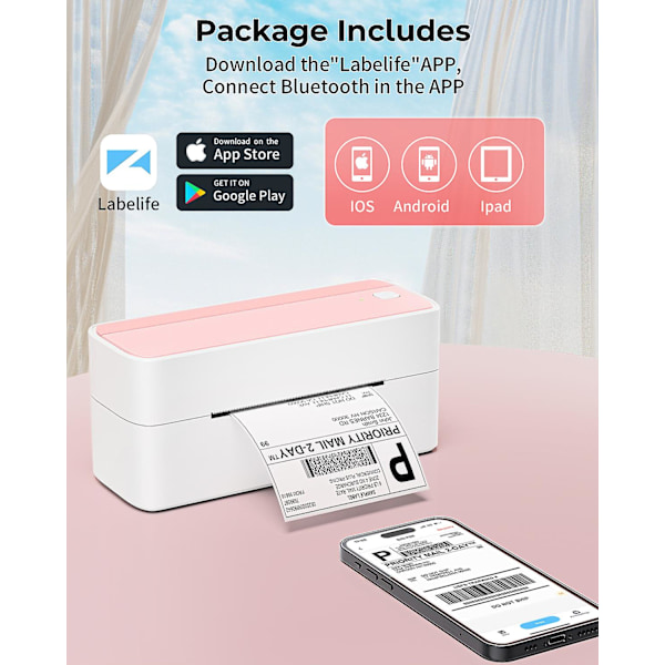 Pm-241 118mm Bluetooth Termisk Etiketprinter Trådløs Forsendelses Etiketprinter Kompatibel Med Iphone Android Windows Bredt Anvendt