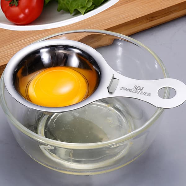 2 stk. Premium Egg Separator i rustfritt stål, eggehvite separator, kjøkkenverktøy (sølv) -10935