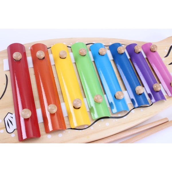 Pædagogisk trælegetøj med hammerlegetøj 8 noter træxylofonform sorteringsterning Farverig julefødselsdagsgave til pigedreng over 1 2 3+ år Ol