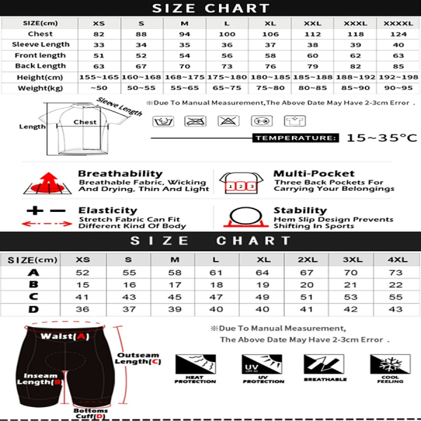 Kortærmet Mountainbike Cykeldragt til Mænd Cykeldragt Sommer Bib-shorts Dragt Uniform White Asian size - XXL