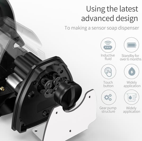 Såpedispenser Automatisk Sensor Såpedispenser 450ml Økonomisk og Ergonomisk Smarttelefonvasker 10,5*12*20cm Metall Sølv 1 stk D