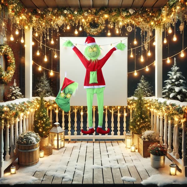 Lysande Grinch Klättrande Plysch Prydnad 120cm, LED Jul Väggdekor A