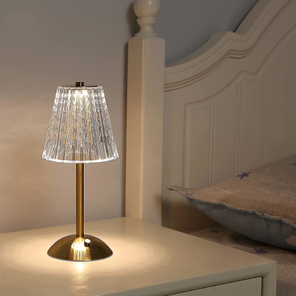 Sladdlös bordslampa, uppladdningsbar batteridriven lampa, rumsdekor bärbar lampa, Touch steglösa dimbara led-lampor, modern metallkristalllampa, Besi
