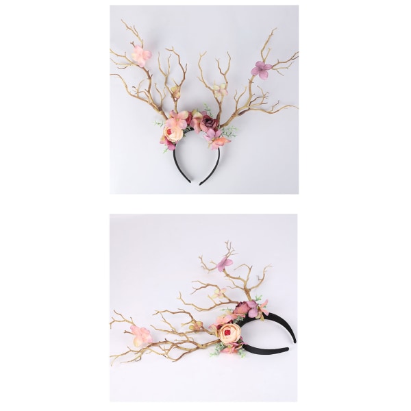 Hjortegevir hovedbeklædning gren Mori blomst hårpynt børnefoto rekvisitter ydeevne pandebånd Pink
