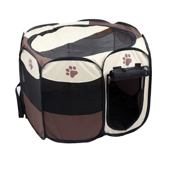 Foldbart Hunde Kat Løbegård, beige, brun, 90*90*60cm
