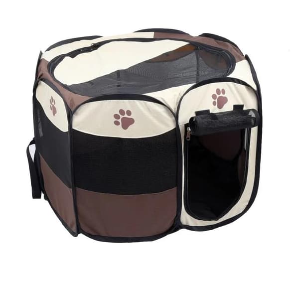 Vikbar Hund Katt Lekhage, beige, brun, 72*72*45cm