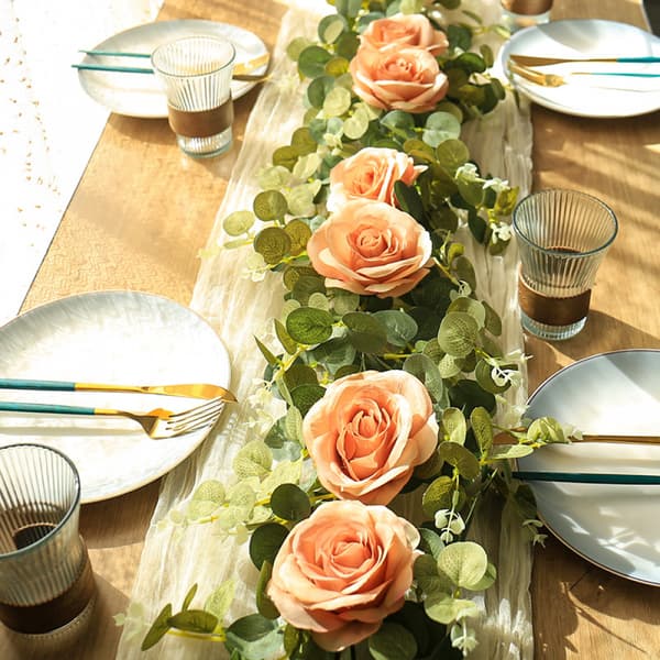 Kunstig Rose Pengeblad Ranke, Lys Brun, 2 Stykker