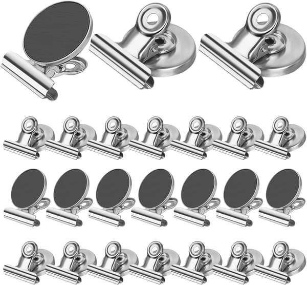 24-pack magnetiska clips, kylskåpsmagneter, kraftiga kylskåpsmagneter, whiteboard magnetiska clips, längd 4 cm