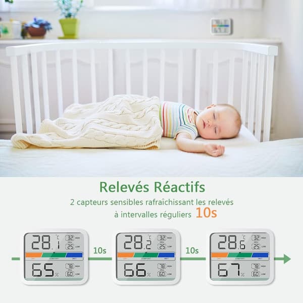 Mini Inomhus Termometer Digital Hygrometer Temperatur- och Fuktighetsmätare med ℉/℃ Konvertering Maximum och Minimum Temperatur och Luftfuktighet