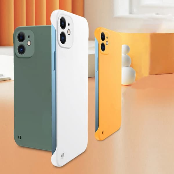 Kompatibel med iPhone 12 Pro; Grått ultratunt ramlöst hårt telefonfodral med ramlöst stötsäkert frostat bakstycke. grey iPhone 12 Pro