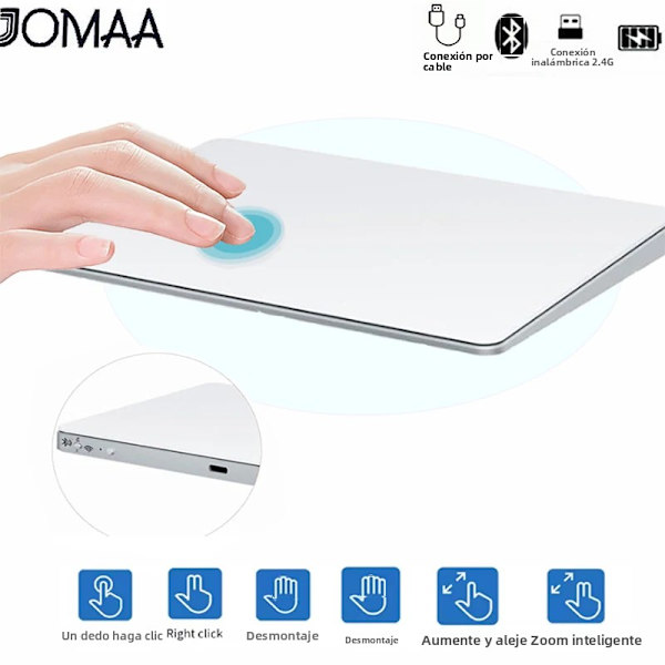 Genopladelig Bluetooth Touchpad til Mac & Windows, Multi-Touch Gestusstyring, Trådløs og Kablet Understøttelse