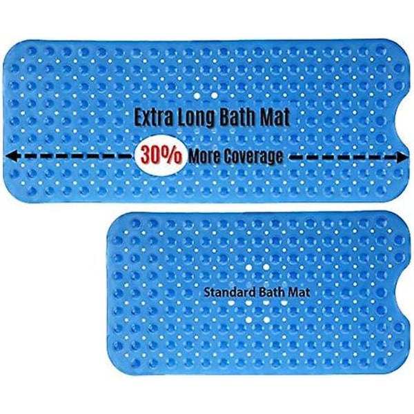 Extra Lång Halksäker Badmatta - Utökad Täckning Med 200 Sugkoppar (99cm Lång, Blå)