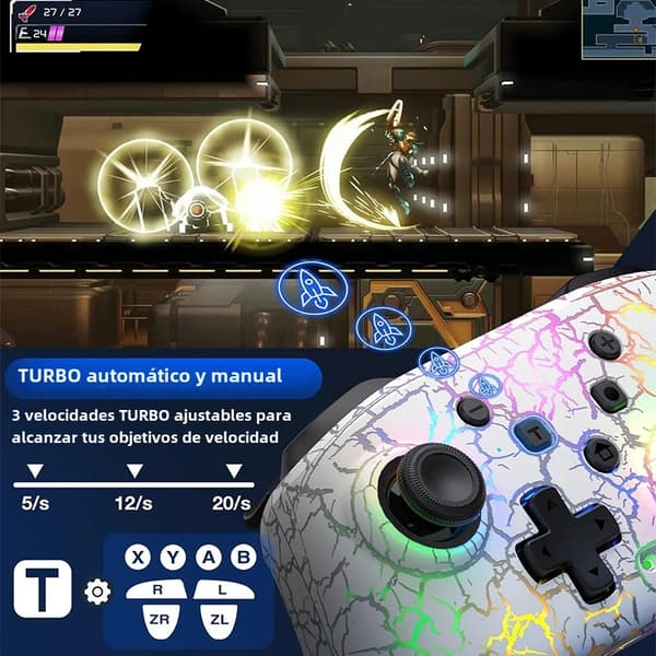 Trådløs Bluetooth-kontroller med trigger og joystick, kompatibel med mobil og PC