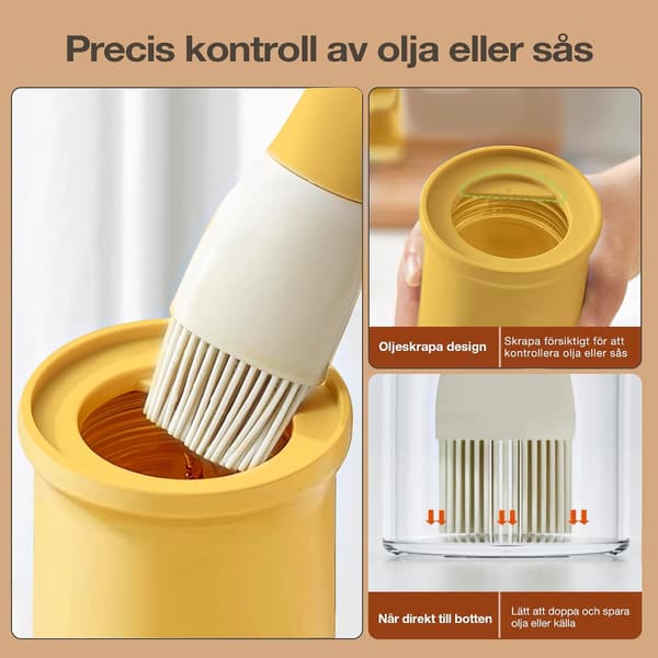 Oliedispenserflaske med varmebestandig børste, oliedispenser af glas til køkken, oliebeholder og kagebørste til madlavning, grill, eddike, S-14418