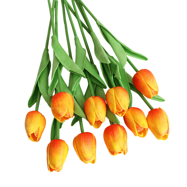 Konstgjorda tulpaner, orange, 10 stycken