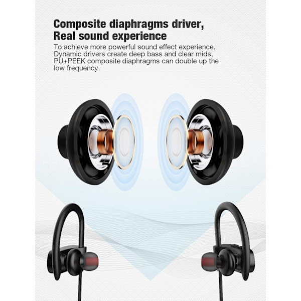 Bluetooth-kuulokkeet, langattomat nappikuulokkeet IPX7 vedenkestävät urheilukuulokkeet 10 tunnin soittoaika mikrofonilla HD-stereosoundi hikoilunkestävä in-ear-kuulokkeet melunvaimennus