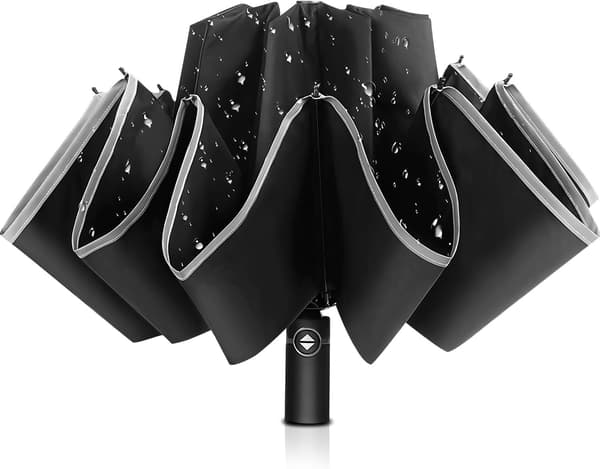 Reflekterande paraply, Paraply, Vädersäkert paraply med reflexränder, Unisex