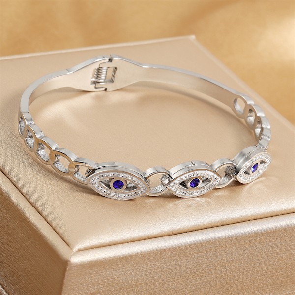 Mote Hollow Tre Øyne Rustfritt Stål Armbånd For Kvinner Menn Gull Sølv Par Cubic Zirconia Armbånd Fest Daglig Smykker 3