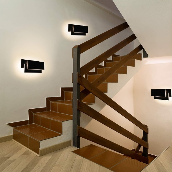 LED indendørs væglamper 12W Moderne LED væglampe Sort 3000K Varm hvid til soveværelse Gang Stue Hall Kontor