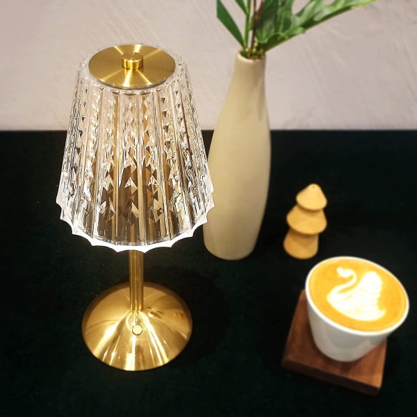 Sladdlös bordslampa, uppladdningsbar batteridriven lampa, rumsdekor bärbar lampa, Touch steglösa dimbara led-lampor, modern metallkristalllampa, Besi
