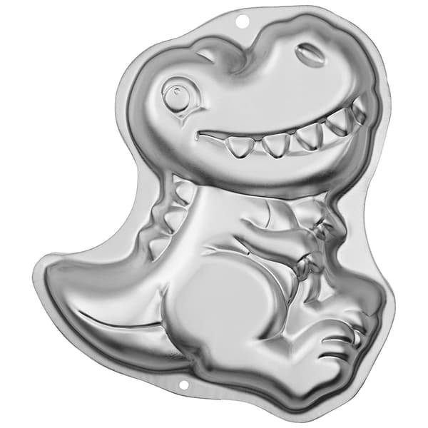 Kakeform dinosaur, 3D-kakeform for barnebursdag, sølv, aluminium-14886
