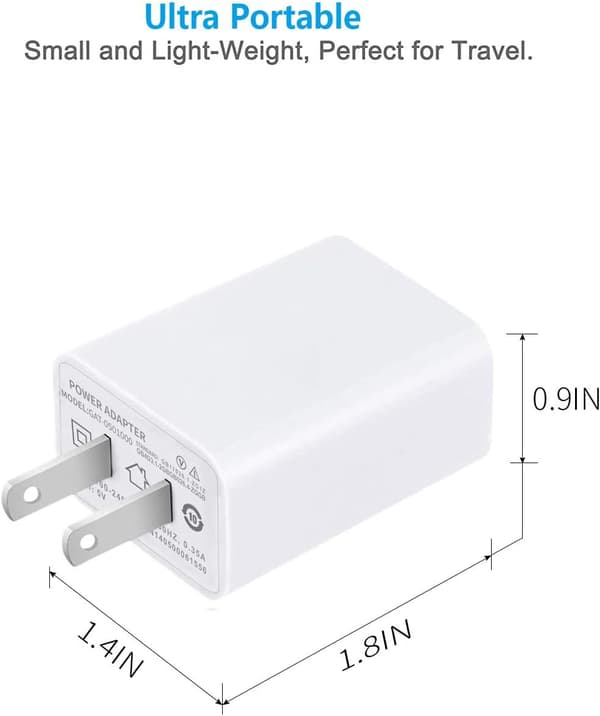USB Væglader 5V 2A AC Adapter, 2-pak, Kompatibel med iPhone, iPad, Samsung, Tablets, Kindle