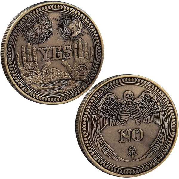 5 stk Ja Nej Decision Maker Coin - Erindringsmønt - Ancient Bronze Lucky Coin Stereo Relief Hard JA Decision Coin NEJ Erindringsmønt Skalle og