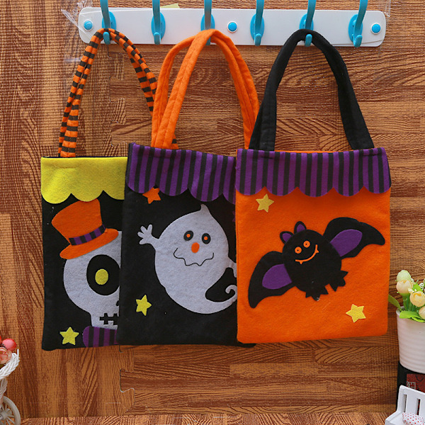 Halloween-väska i non-woven tyg, godispåse, spökfestival, pumpaväska, dekorationsprydnad, presentpåse, Halloween-present Black Pumpkin 26*21*3cm