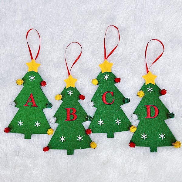 Nye filt juletrpynt 2024 Mini juletrbroderi Engelsk bokstav julepynt Små hengende deler Christmas Tree [C