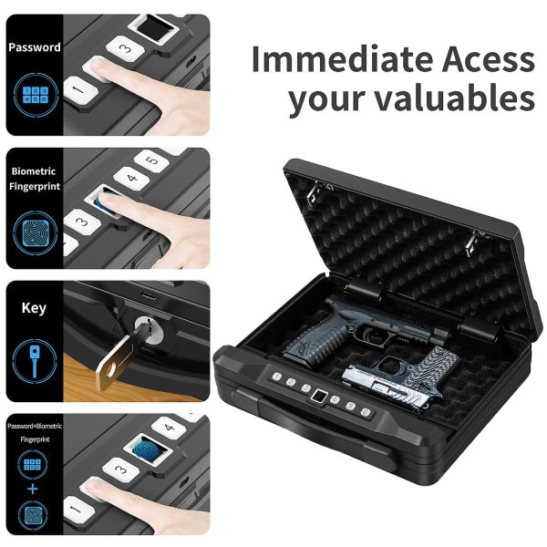 Semiconductor Fingerprint Smart Storage Box Sikker bærbar værdigenstande Sikkerhedsboks Adgangskode Sikker Pistol Sikker