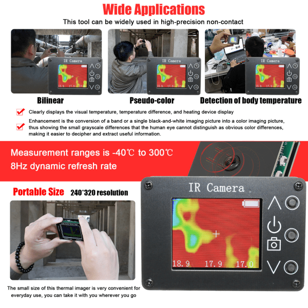 1,8-tommer LCD digitalt infrarødt termisk kamera DIY termokamera temperaturregistreringsværktøj