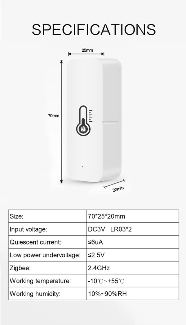 Zigbee Skjermløs Temperatur- og Fuktighetssensor, Tuya Smart Home Trådløs Temperatur- og Fuktighetssensor, ABS-materiale