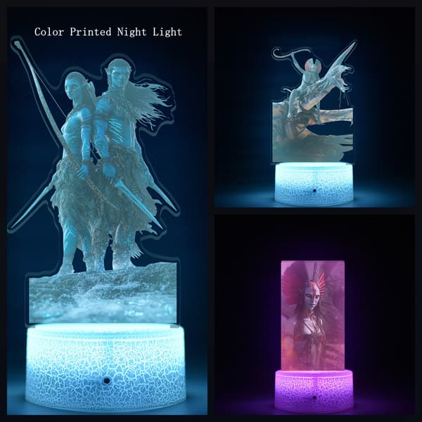 Chibi Mannlig Tegneseriefigur LED Nattlys, Ild & Aske Figur Lampe
