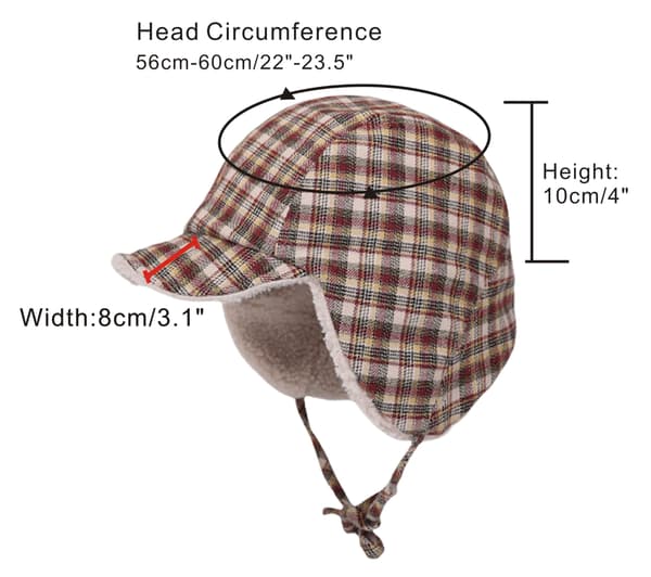 Vendbar Vinterhat med Øreklapper til Mænd Kvinder, Dameternet Hat med Øreklapper, Lammeuld Foring Flannel Hat Beanie-14657