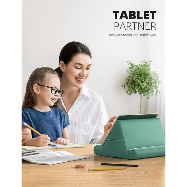 Lamicall-tabletpudeholder - Blødt pudestativ til tablet - Sengetabletstativ med lomme og 4 synsvinkler til 4-13" telefon og tablet - Grøn