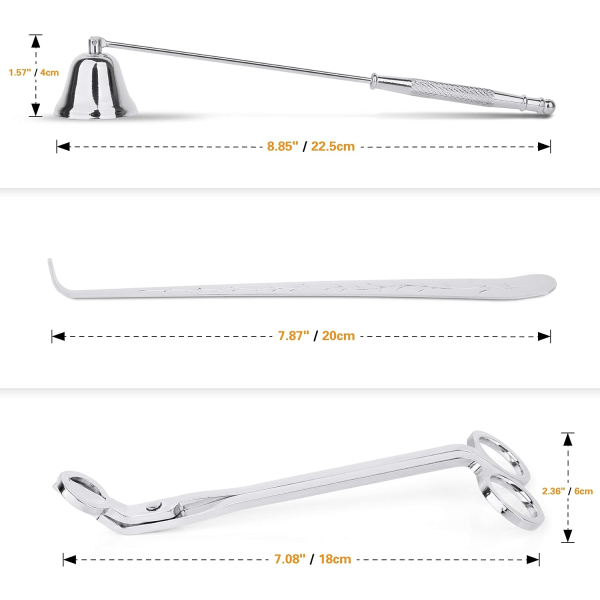 3 i 1 Veke Trimmer och Släckare Set med Ljusveke Trimmer Ljusveke Trimmer Ljus Släckare Ljusveke Trimmer för Ljusälskare (Silver)